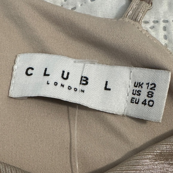 CLUB L LONDON galaxy shimmer gold Maternity Gown cowl neck size US8 - Picture 4 of 12